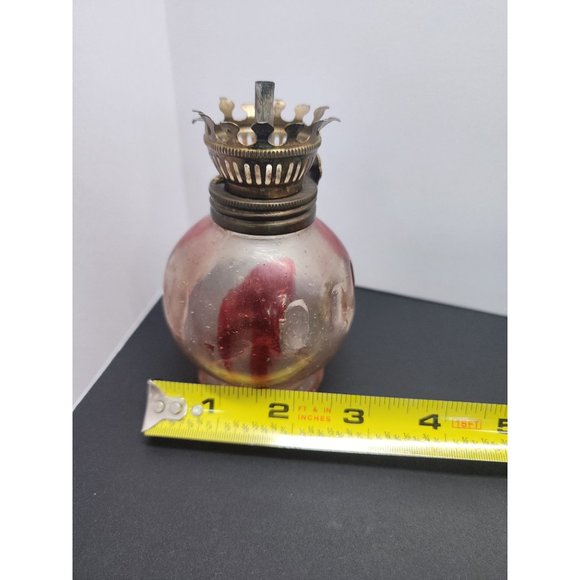 4 1/2” Vintage Kerosene Oil Lamp Antique, Chinese, Hong Kong Two Tone Red - Picture 8 of 8